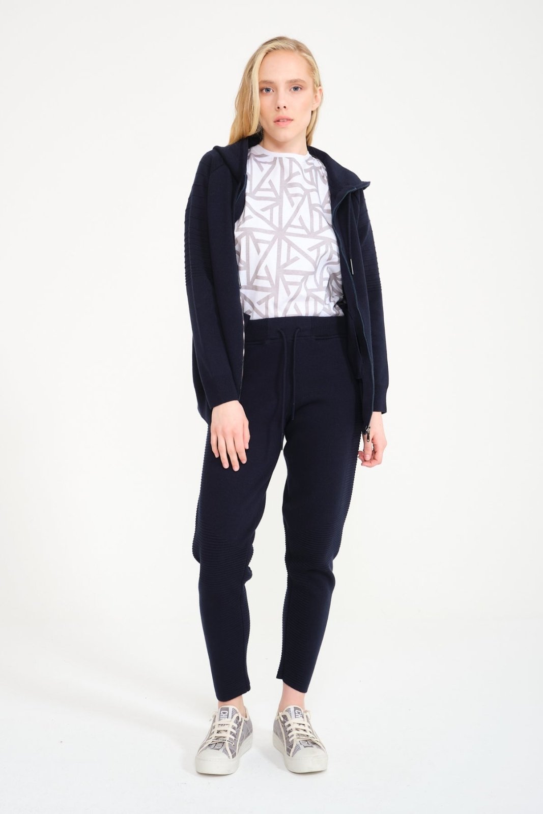 Dark Blue Cardigan & Joggers Set - ADAMO