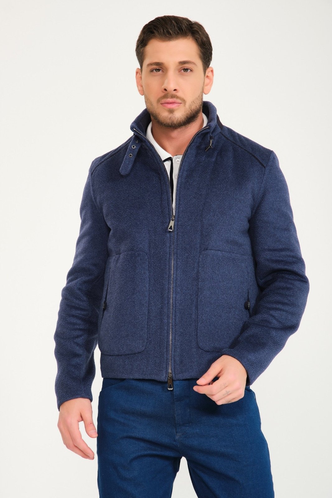 Dark Blue Cashmere Coat - ADAMO