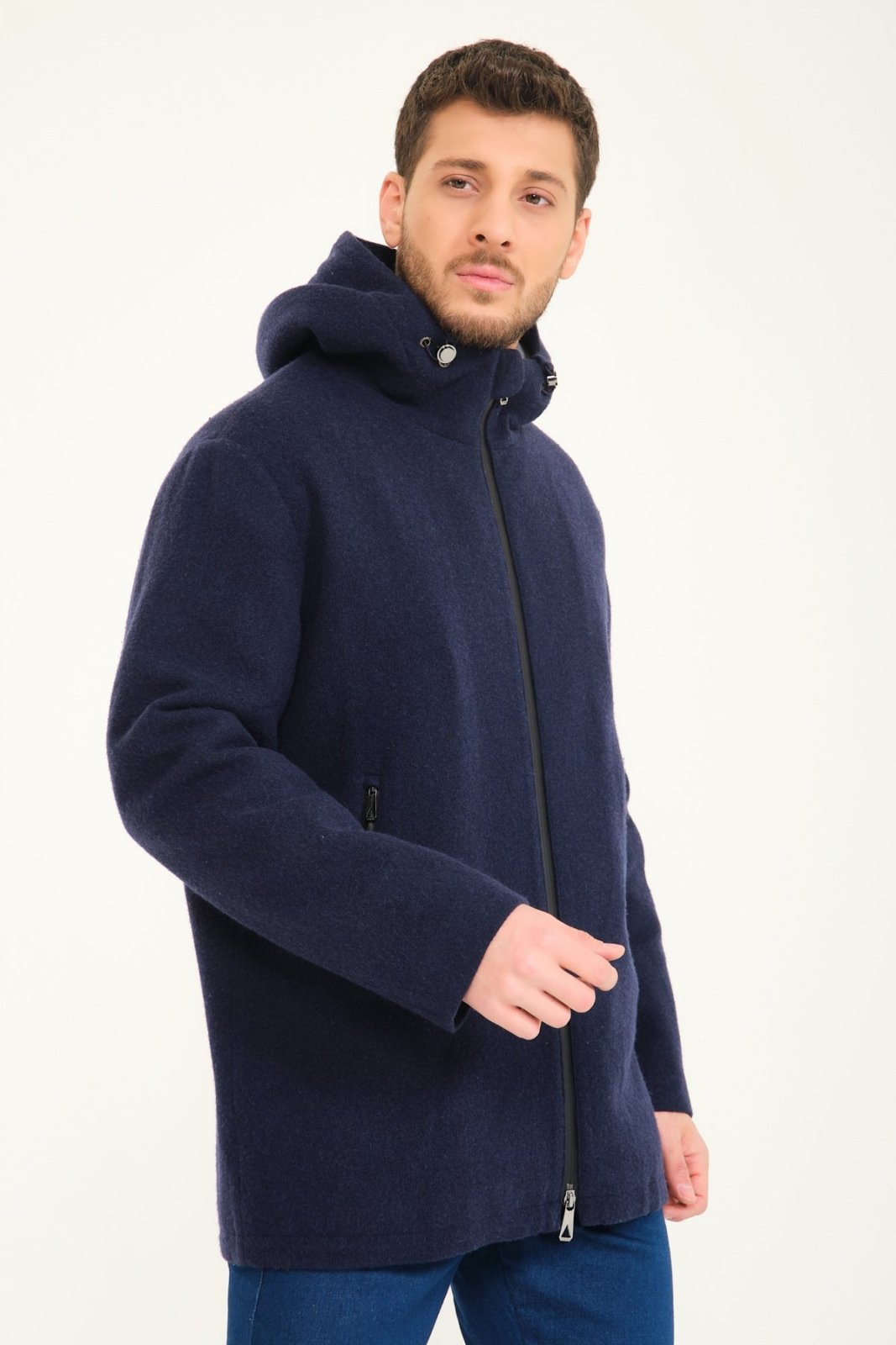 Dark Blue Cashmere Coat - ADAMO