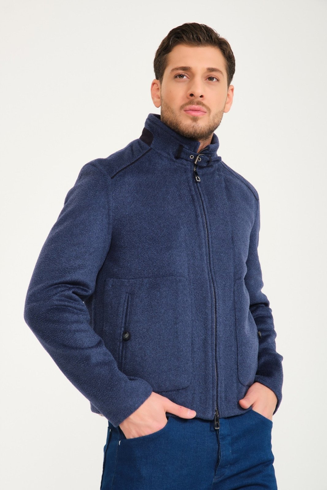 Dark Blue Cashmere Coat - ADAMO