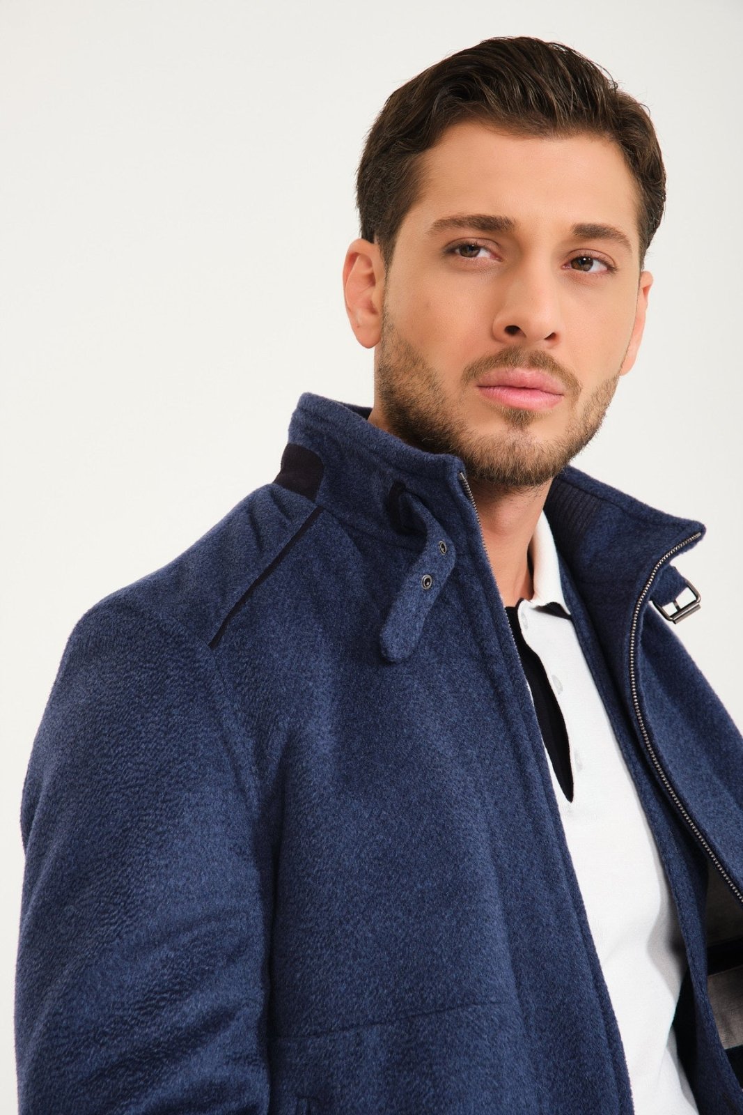 Dark Blue Cashmere Coat - ADAMO