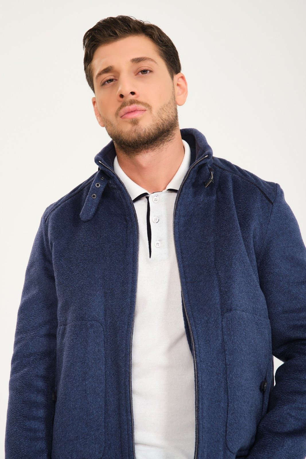 Dark Blue Cashmere Coat - ADAMO