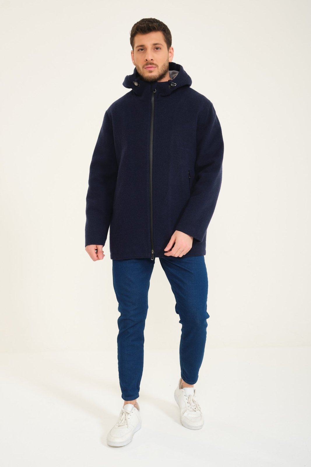 Dark Blue Cashmere Coat - ADAMO