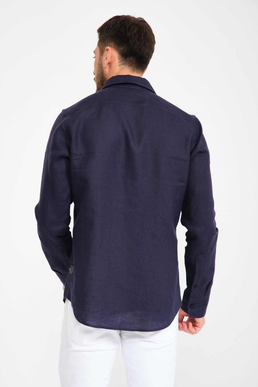 Dark Blue Linen Shirt - ADAMO