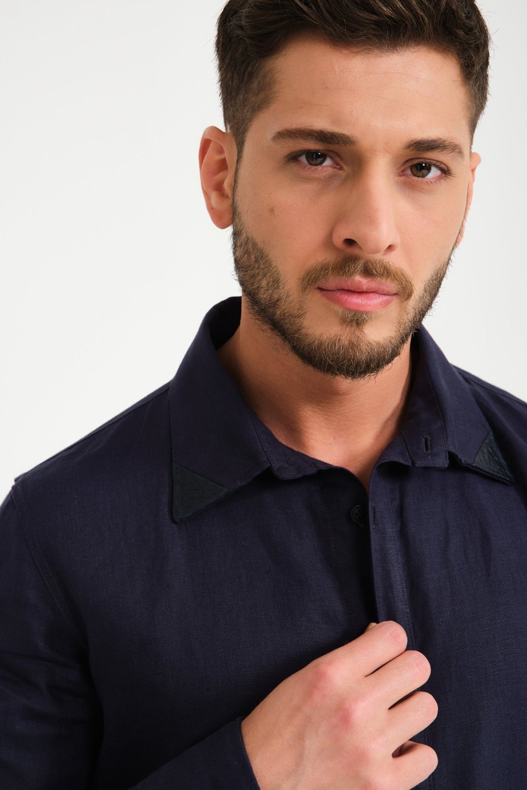 Dark Blue Linen Shirt - ADAMO