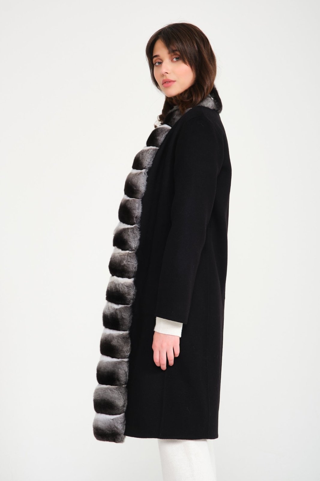 Dark Blue / Petrol Double Face Long Wool Coat - ADAMO