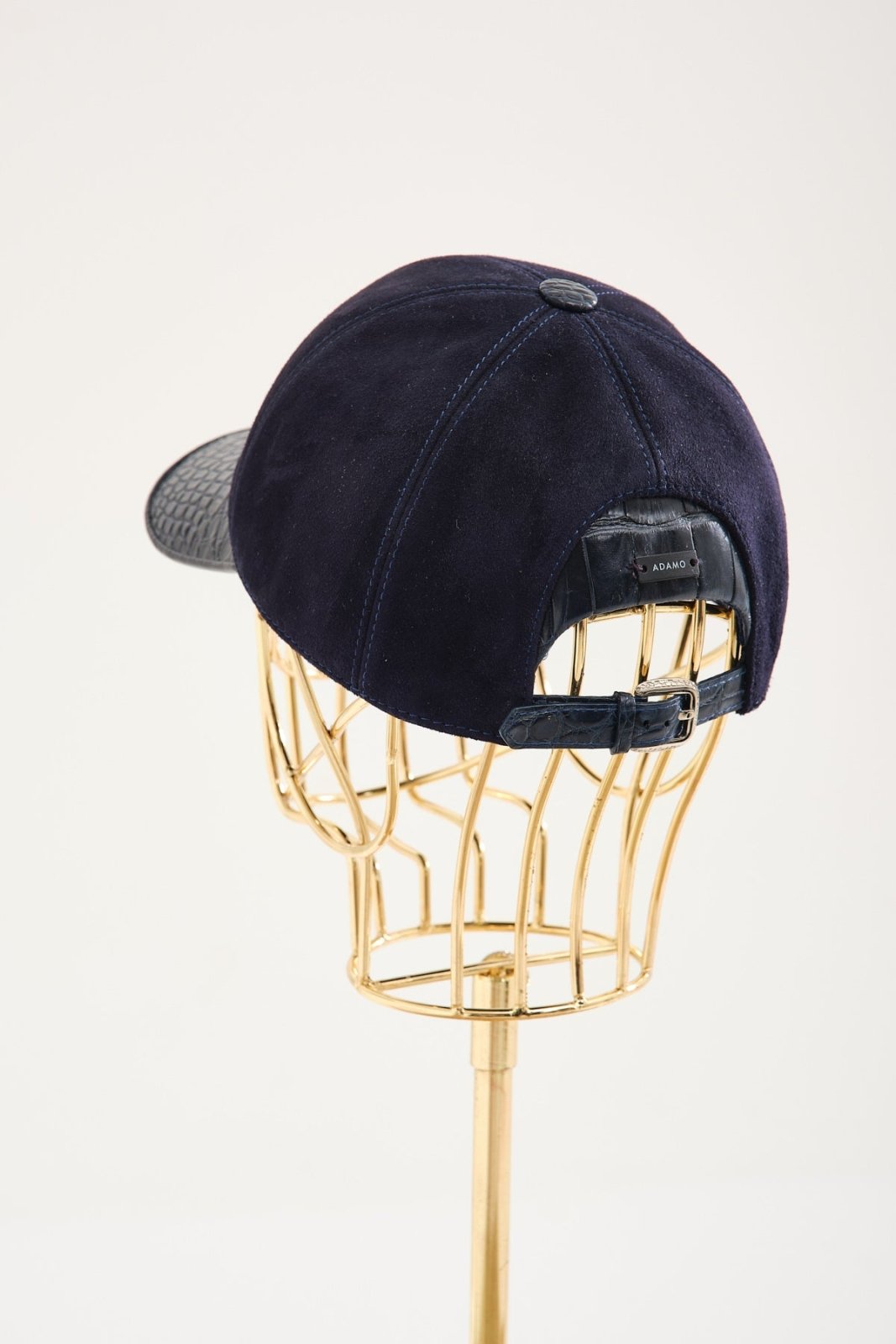 Dark Blue Suede Crocodile Cap - ADAMO