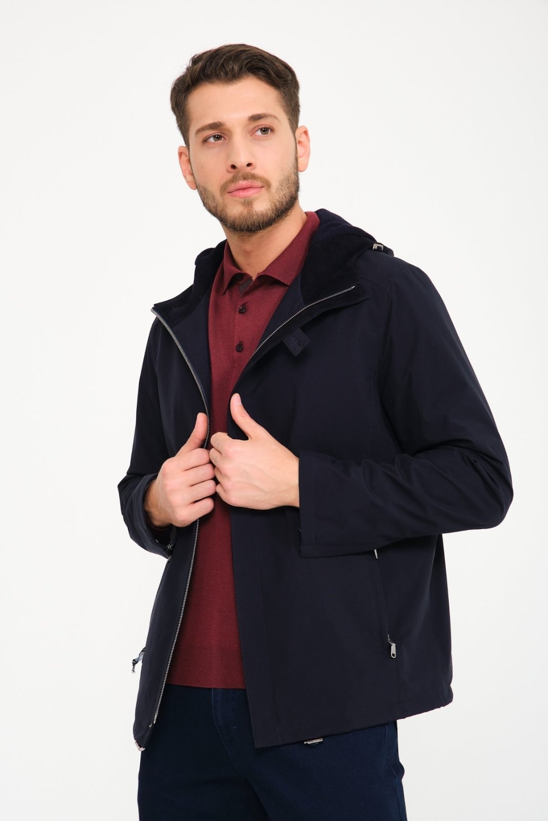 Dark Blue Waterproof Jacket - ADAMO