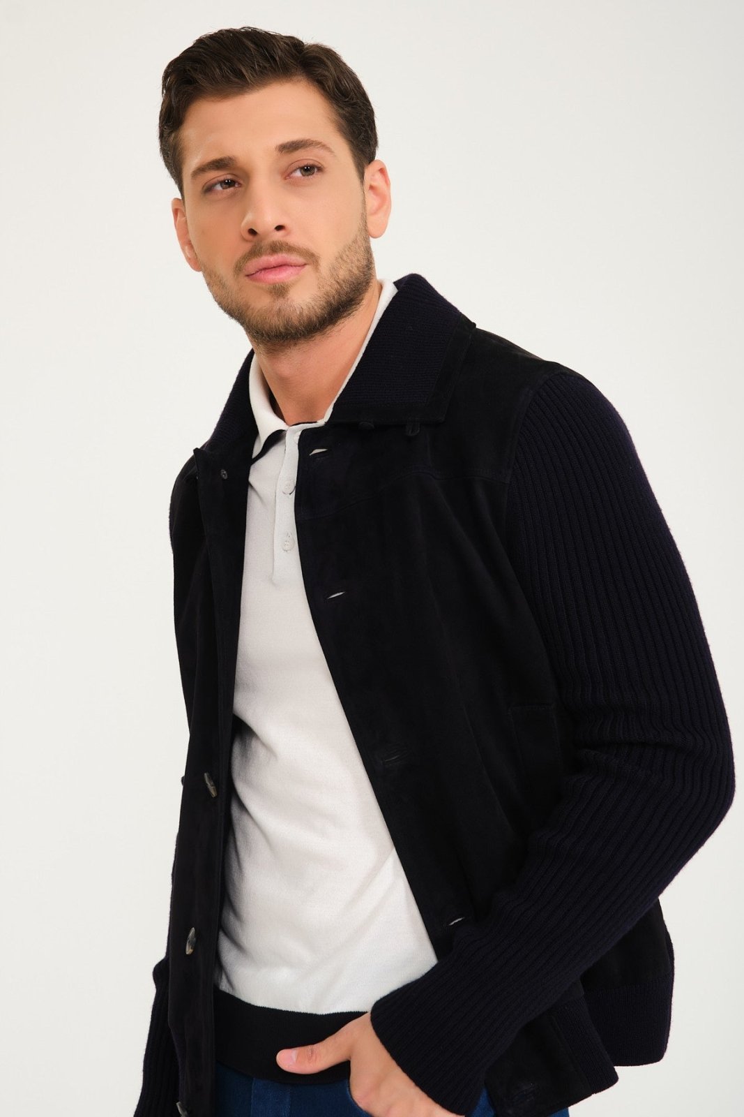 Dark Blue Wool Jacket - ADAMO