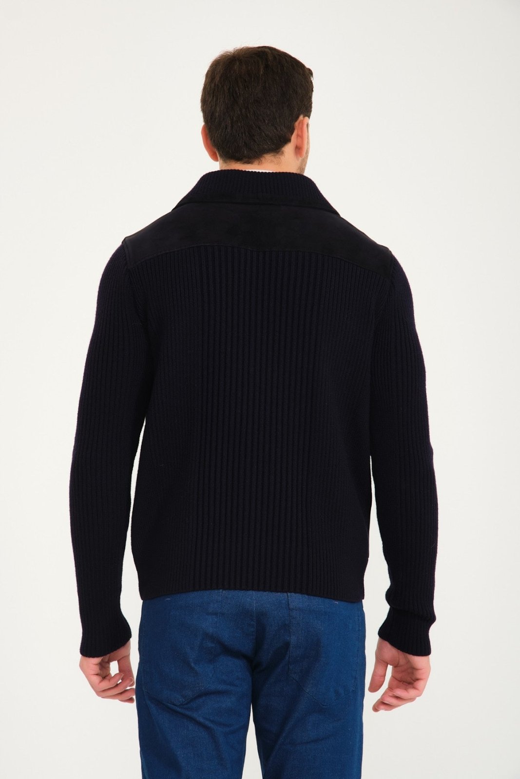 Dark Blue Wool Jacket - ADAMO