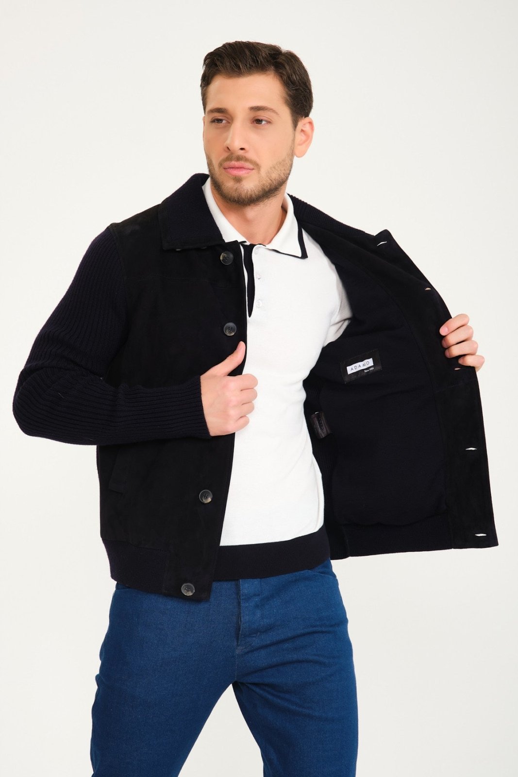 Dark Blue Wool Jacket - ADAMO