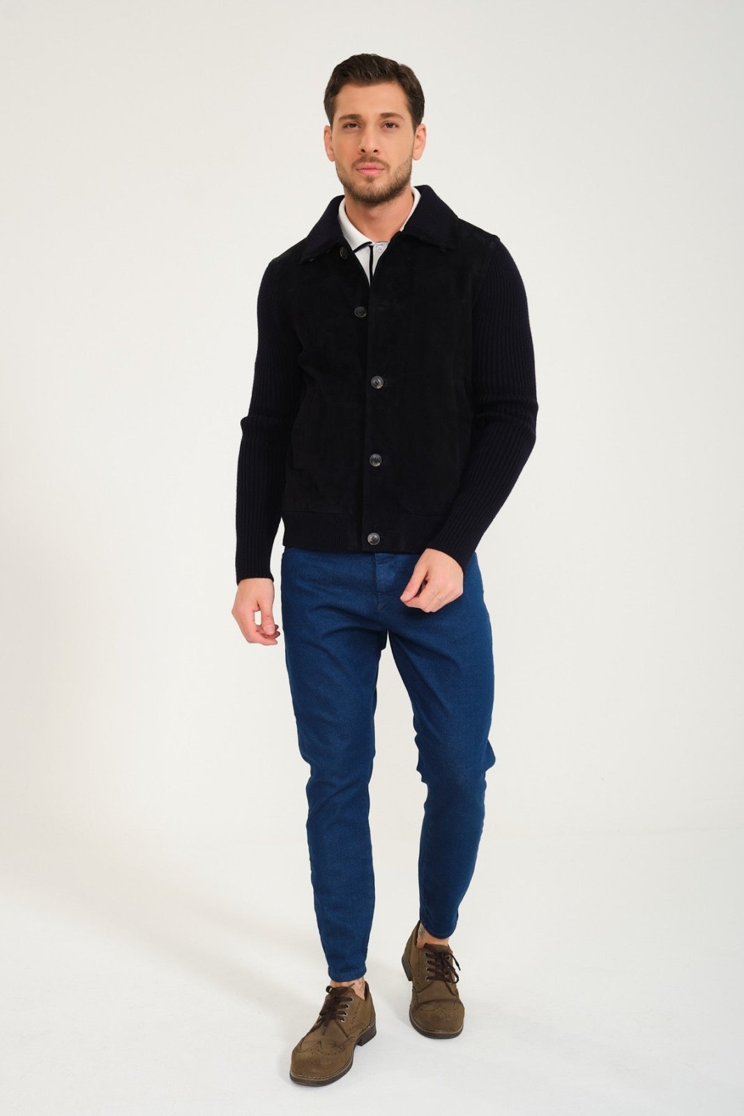 Dark Blue Wool Jacket - ADAMO