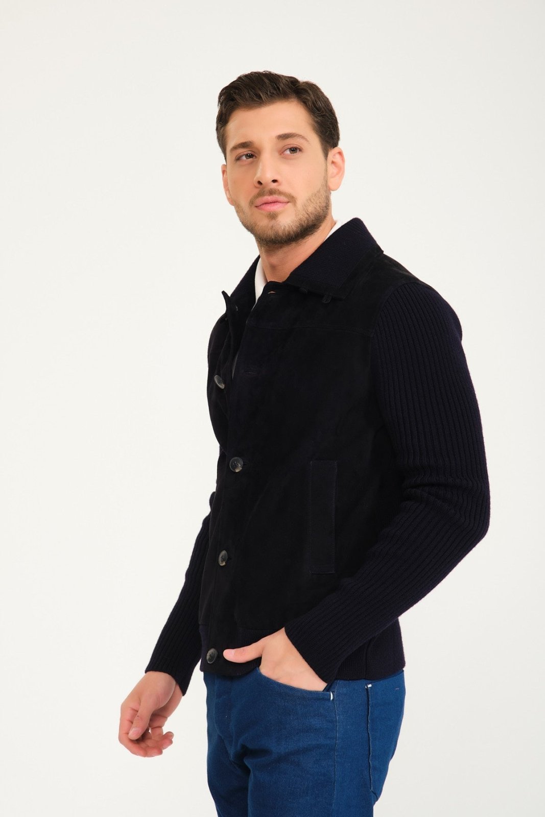 Dark Blue Wool Jacket - ADAMO