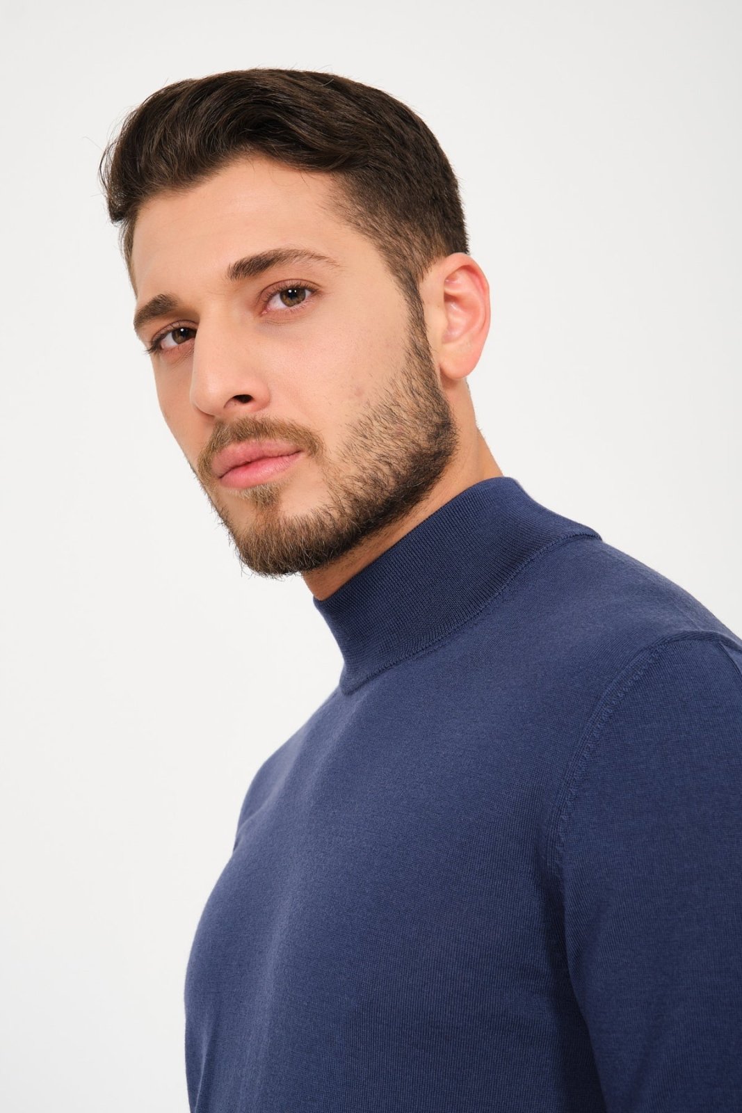 Dark Blue Wool Knit Sweater - ADAMO