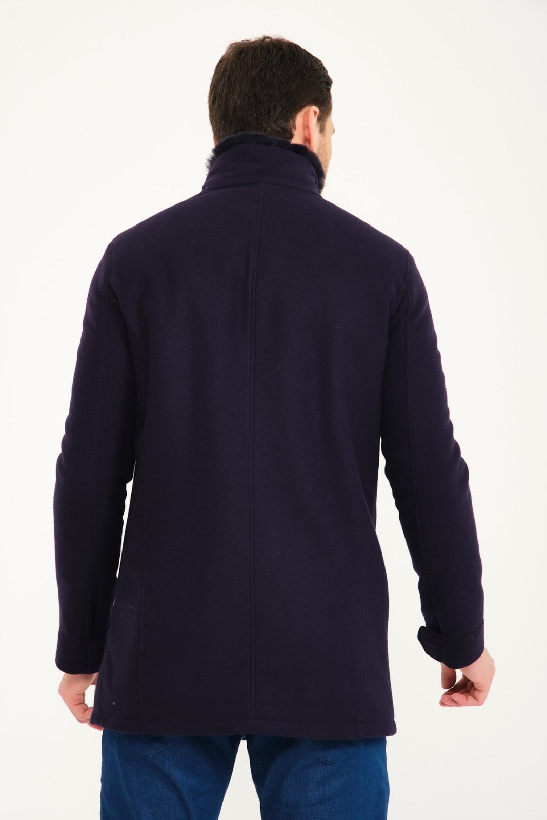 Dark Blue Wool & Rex Jacket - ADAMO