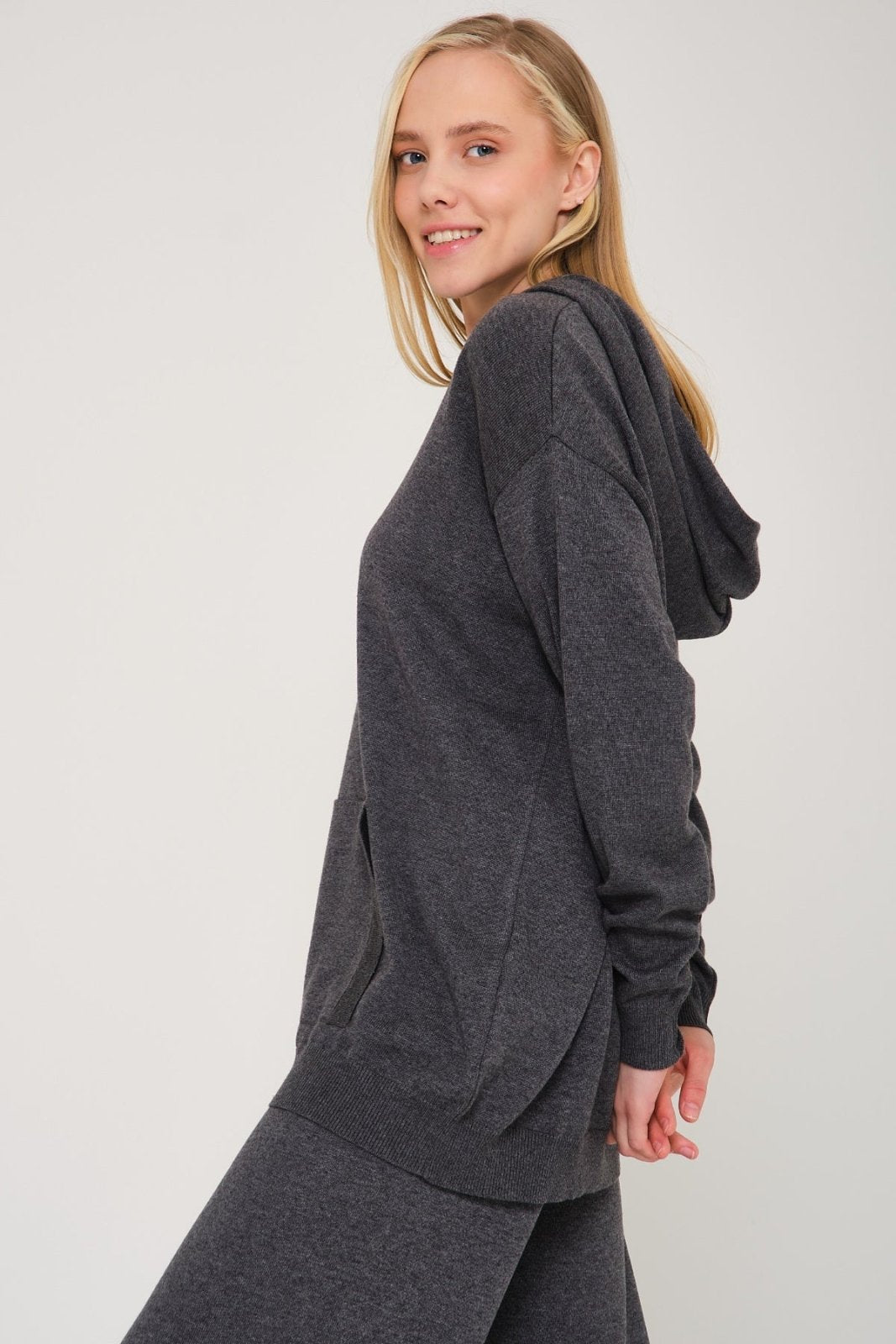 Dark Grey Knit Hoodie & Pants Set - ADAMO