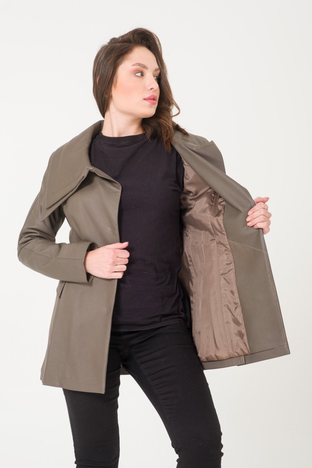 Dark Grey Leather Jacket - ADAMO