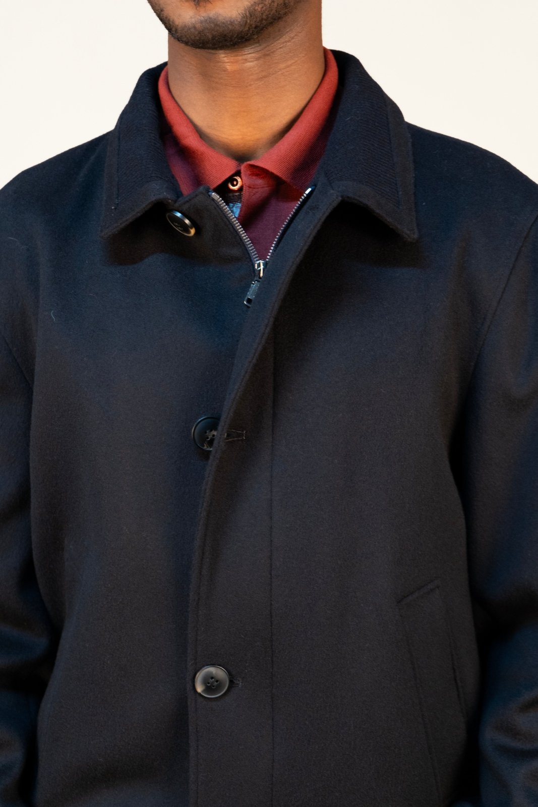 Dark Navy Wool Bomber Jacket - ADAMO