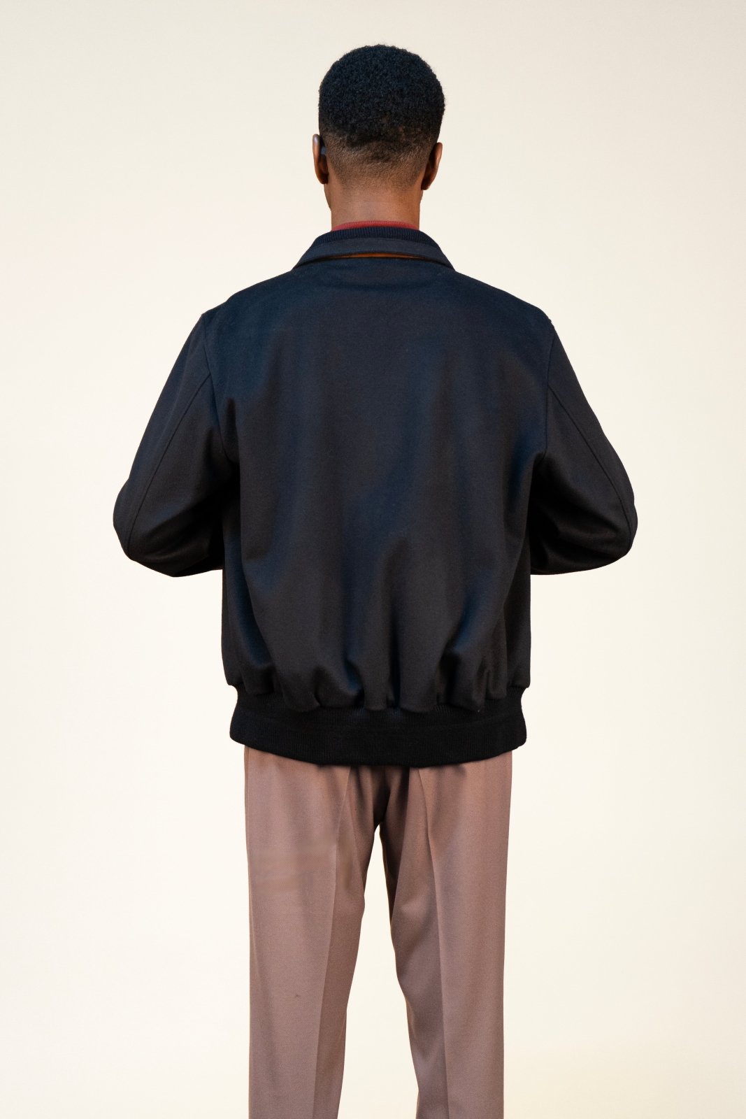 Dark Navy Wool Bomber Jacket - ADAMO