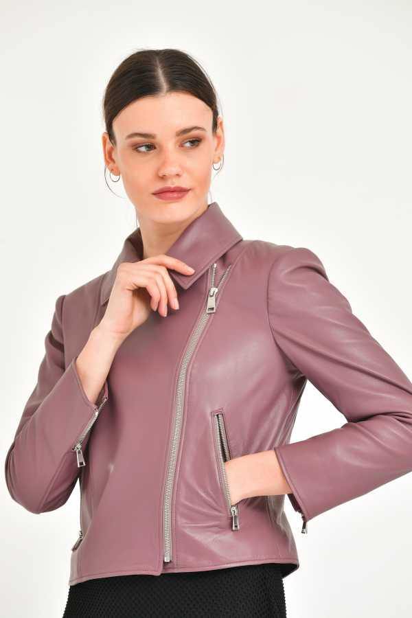 Dusty Rose Leather Jacket - ADAMO