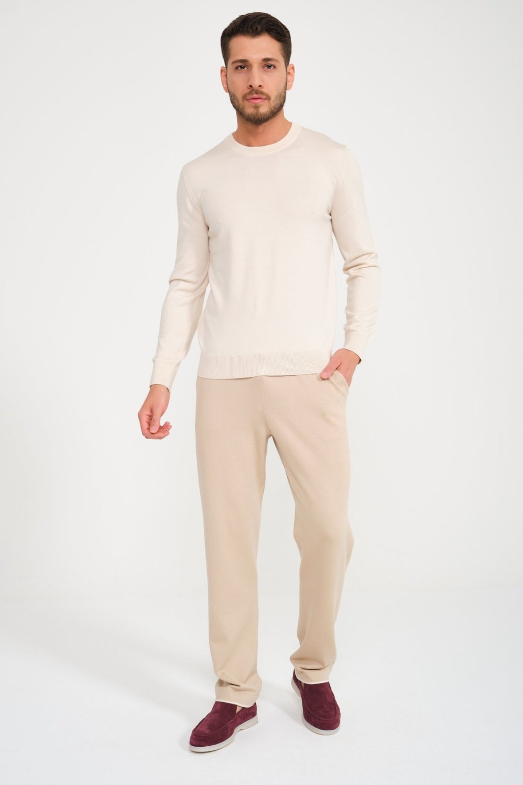 Ecru Cashmere Knit Shirt - ADAMO