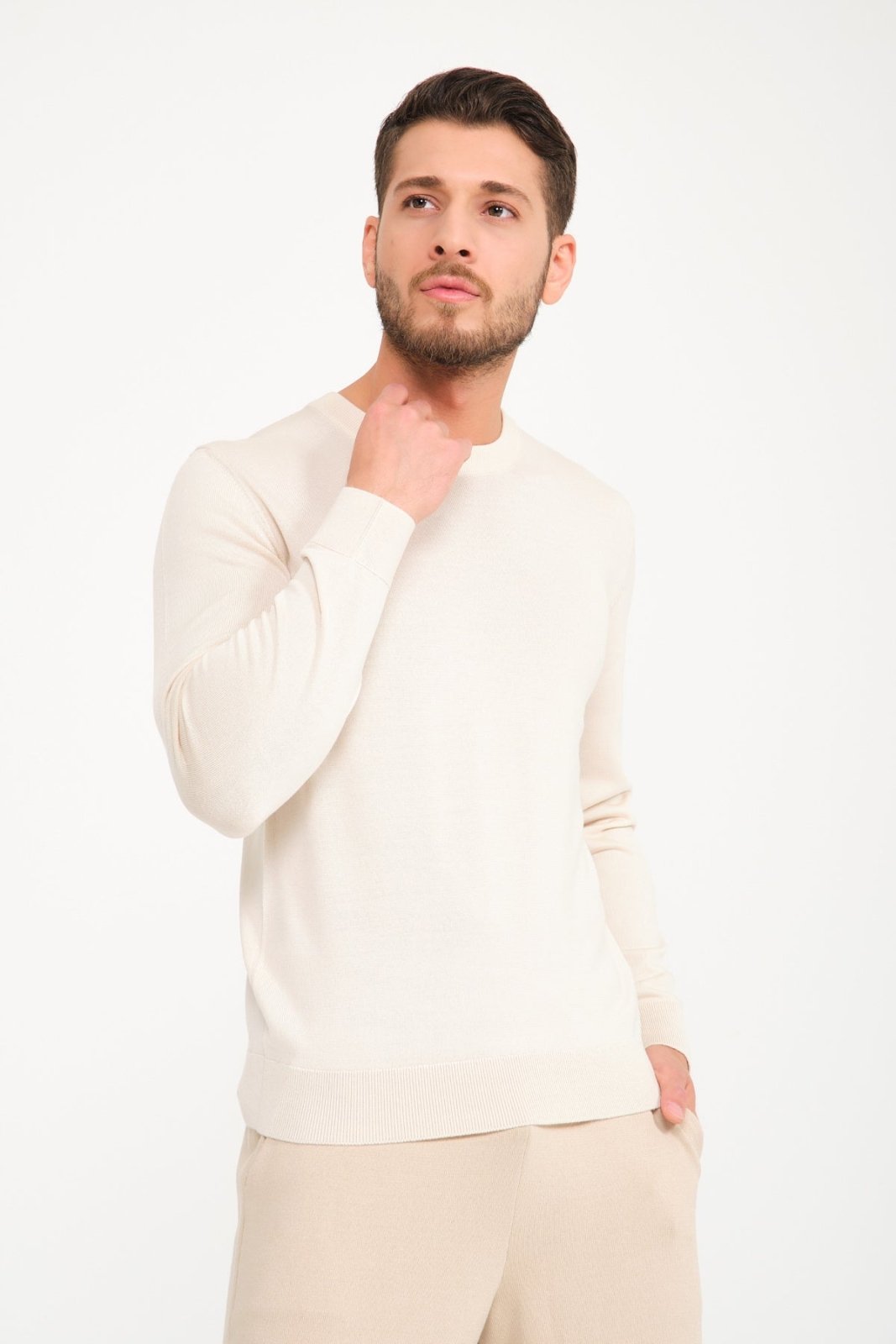 Ecru Cashmere Knit Shirt - ADAMO