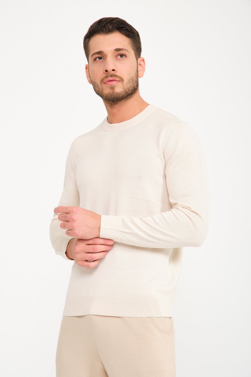 Ecru Cashmere Knit Shirt - ADAMO