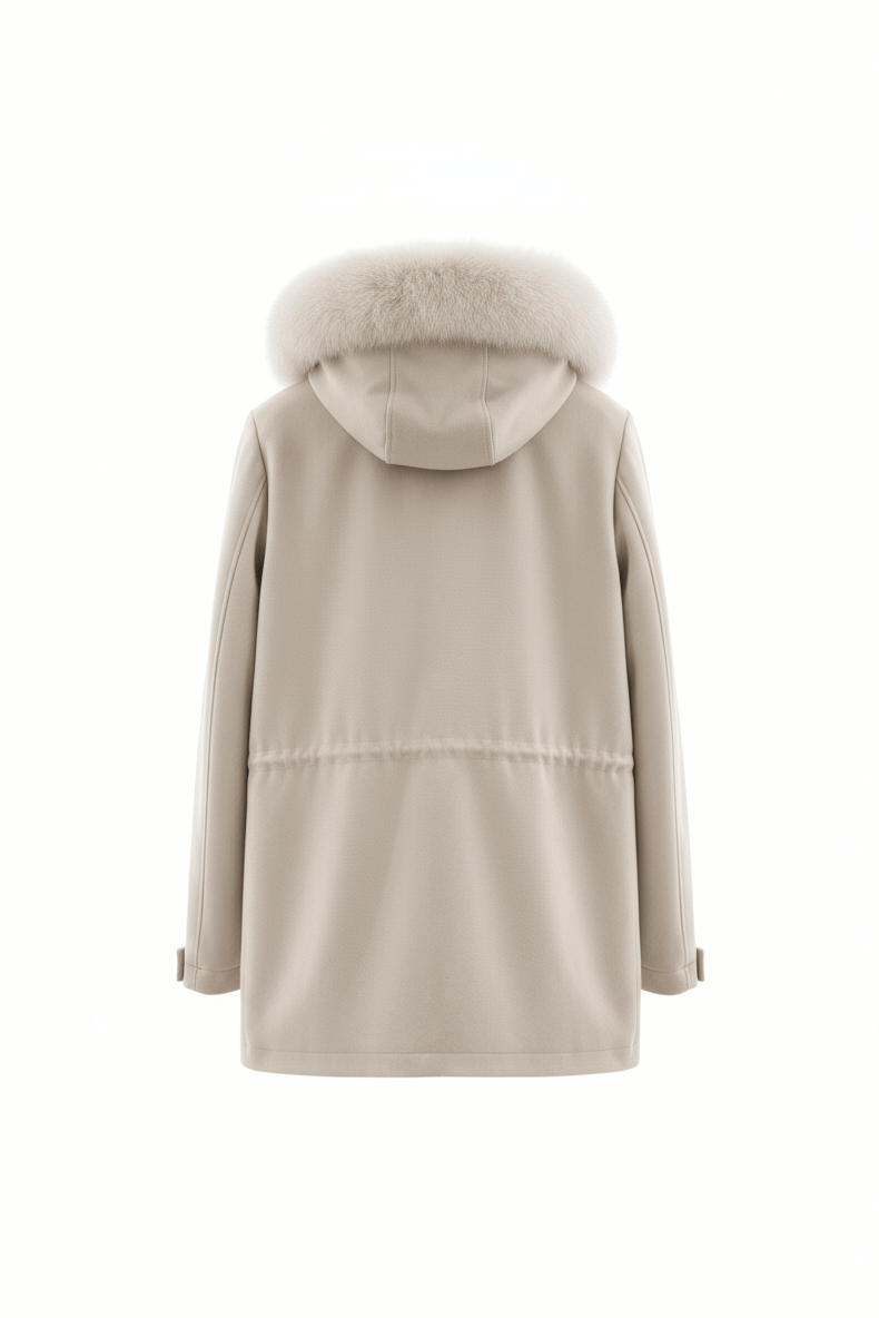 Ecru Coat & Fox Fur - ADAMO