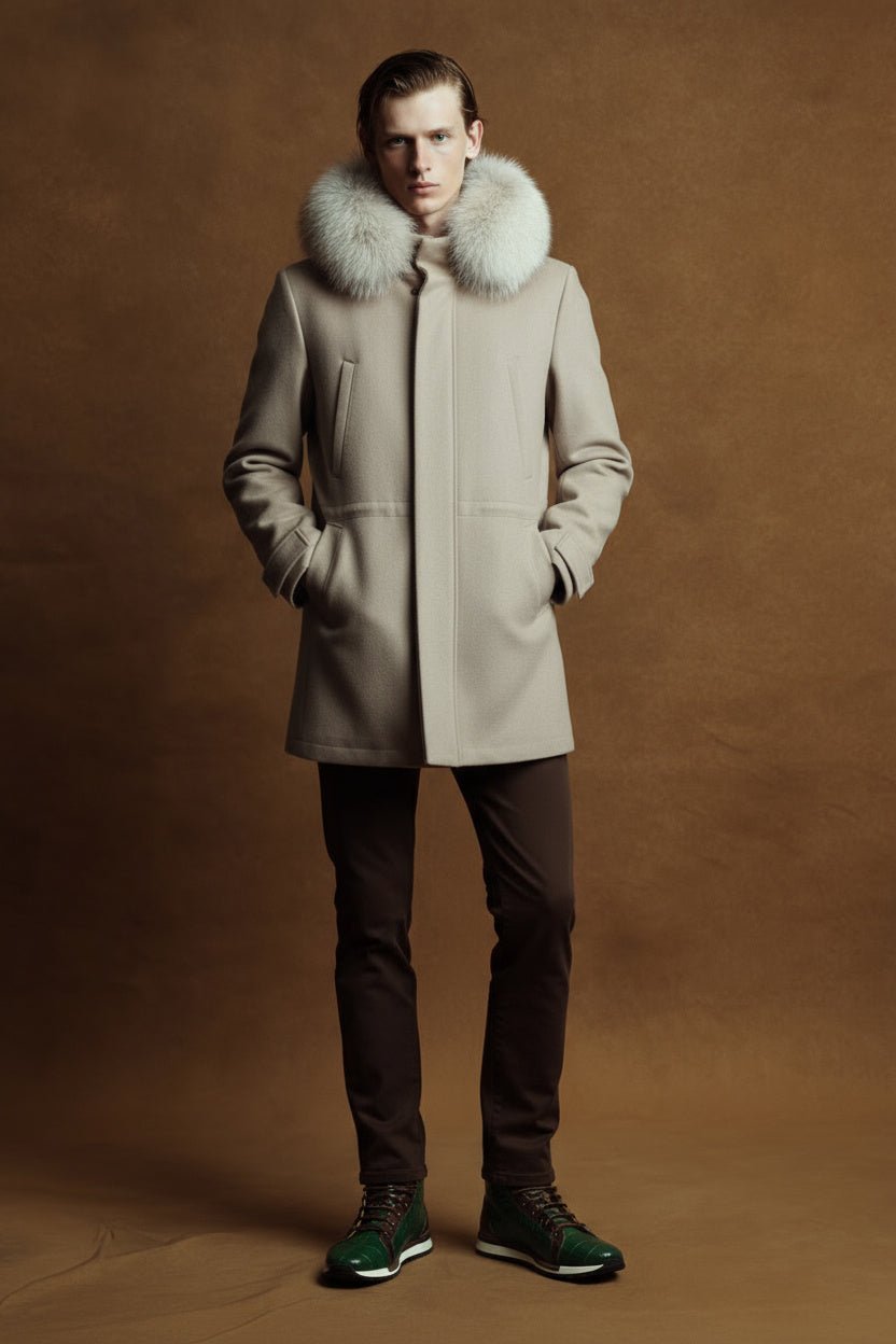 Ecru Coat & Fox Fur - ADAMO
