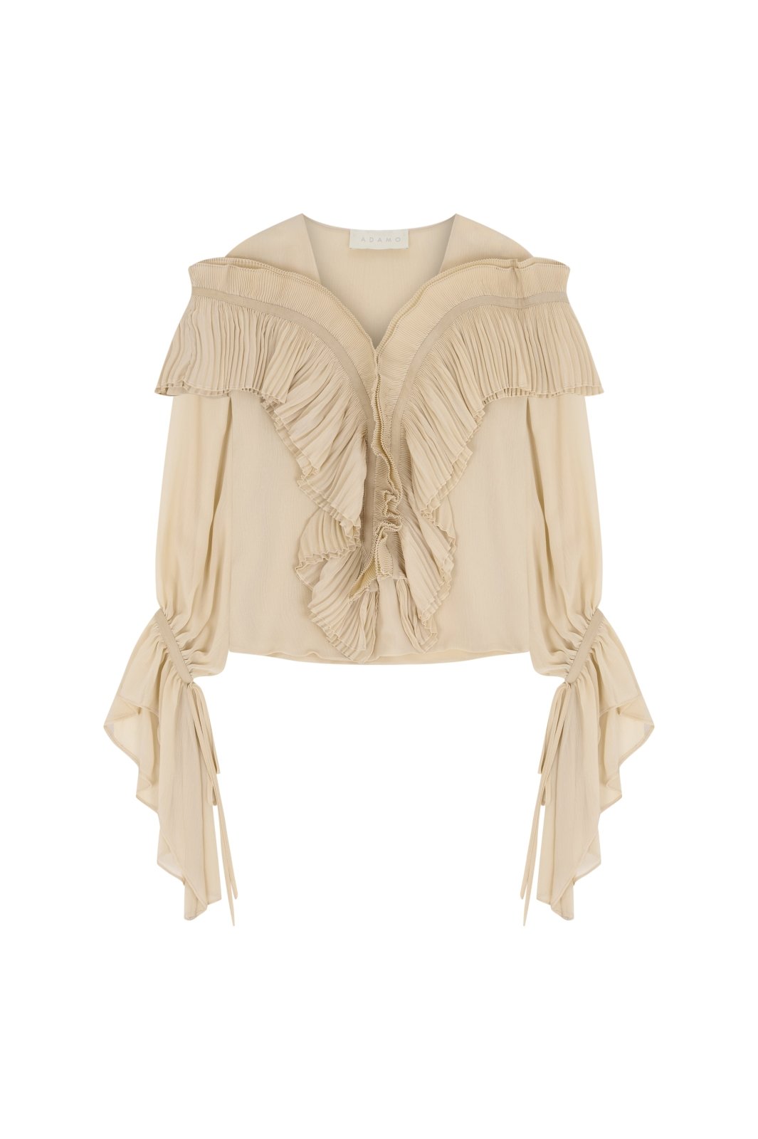 Elegant Ruffled Silk Chiffon Blouse - ADAMO