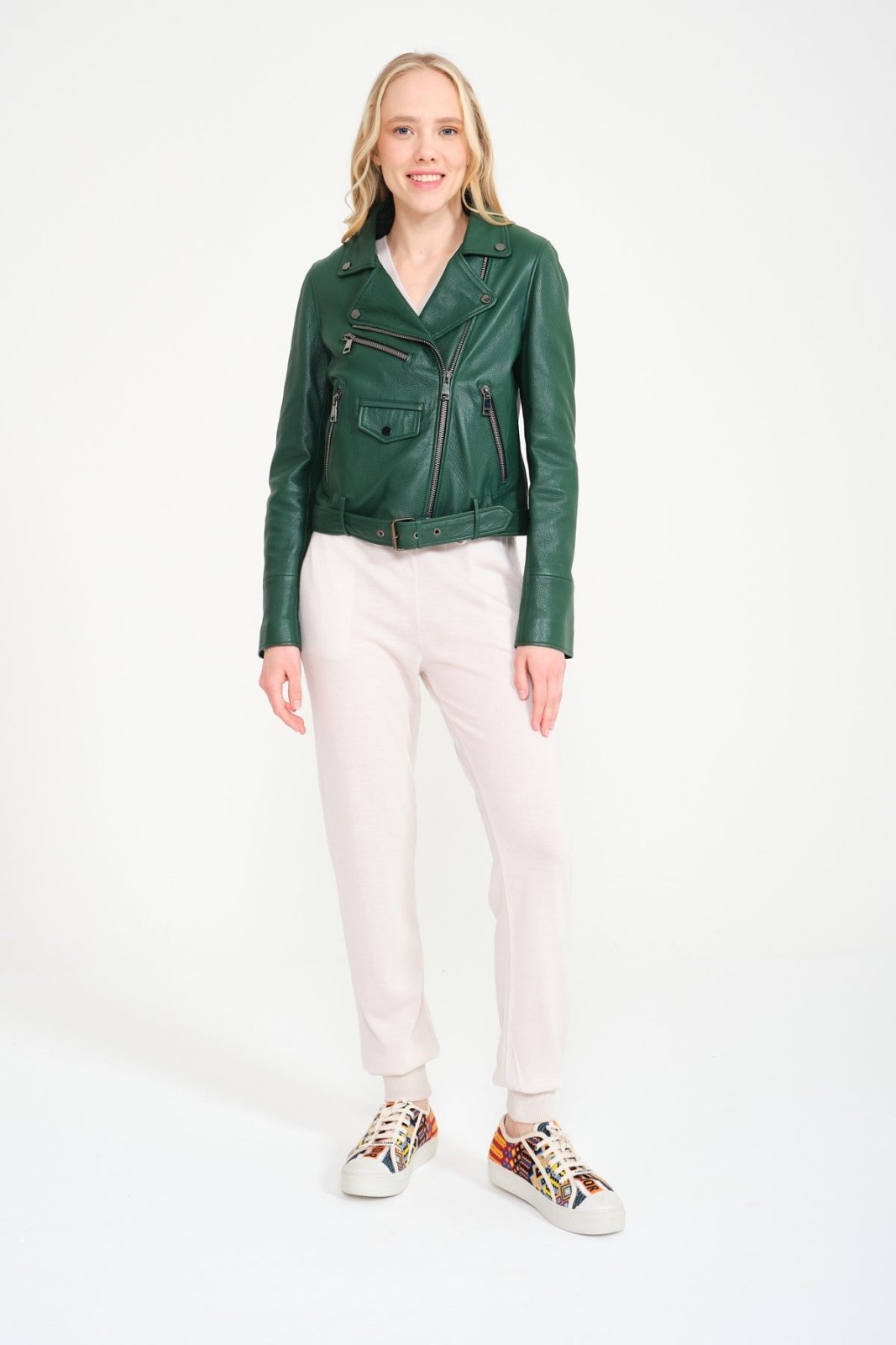 Emerald Green Lambskin Leather Jacket - ADAMO