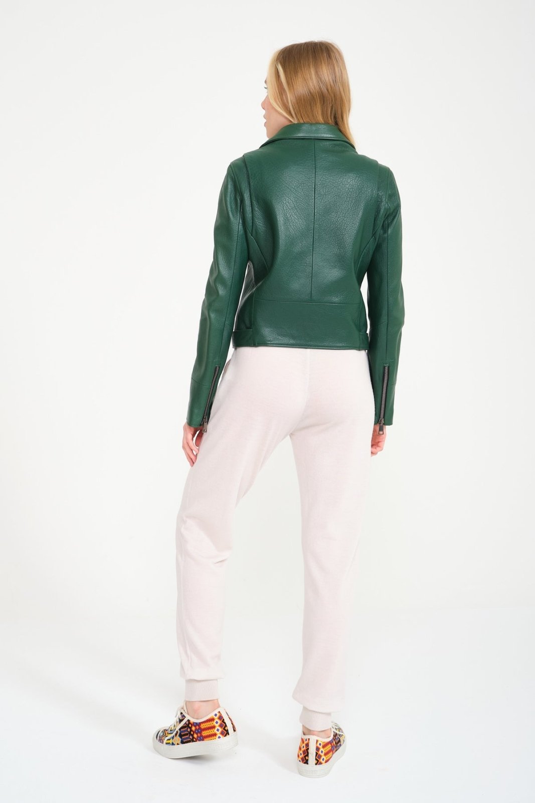 Emerald Green Lambskin Leather Jacket - ADAMO