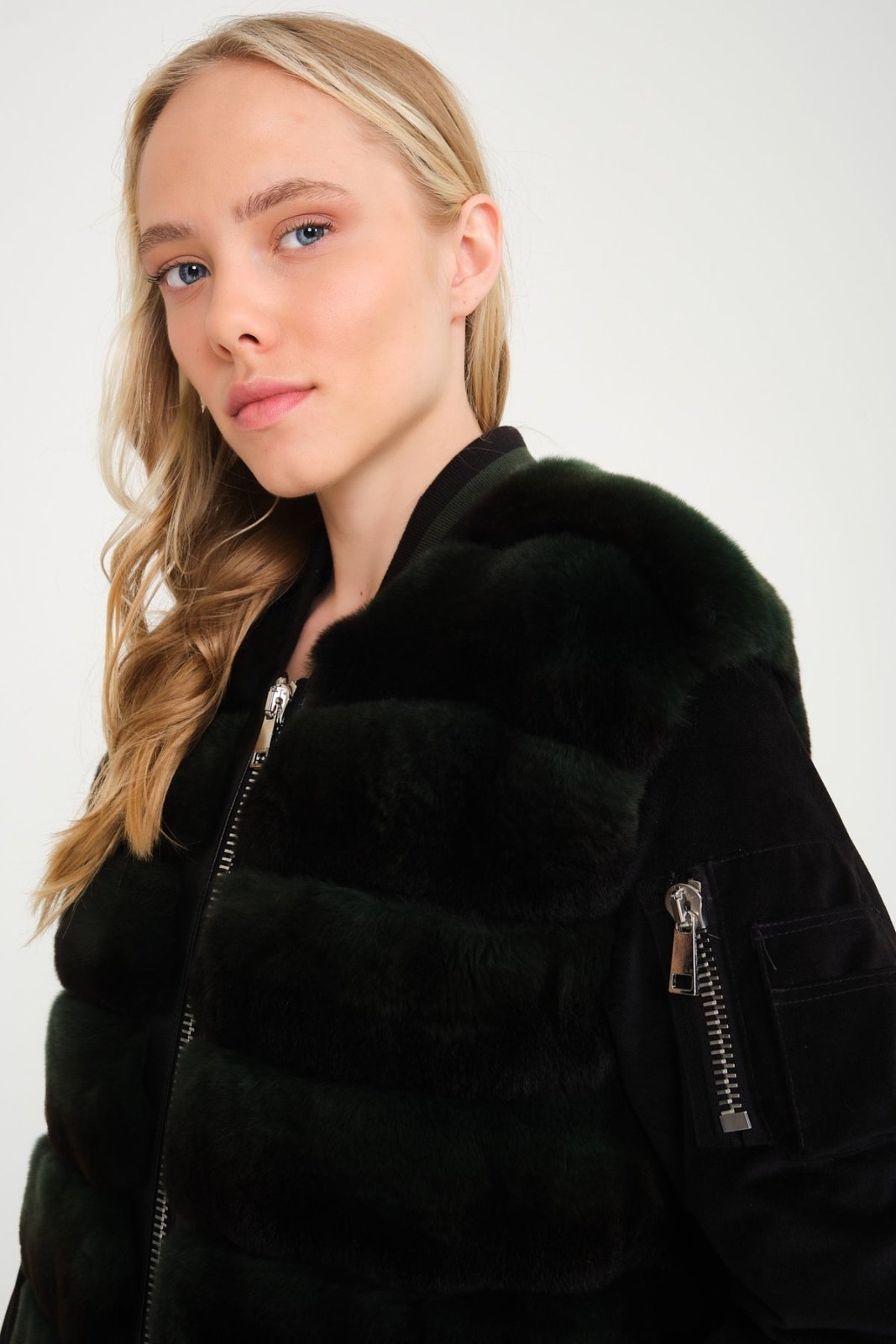 Emerald Green Long Rex Fur Coat - ADAMO