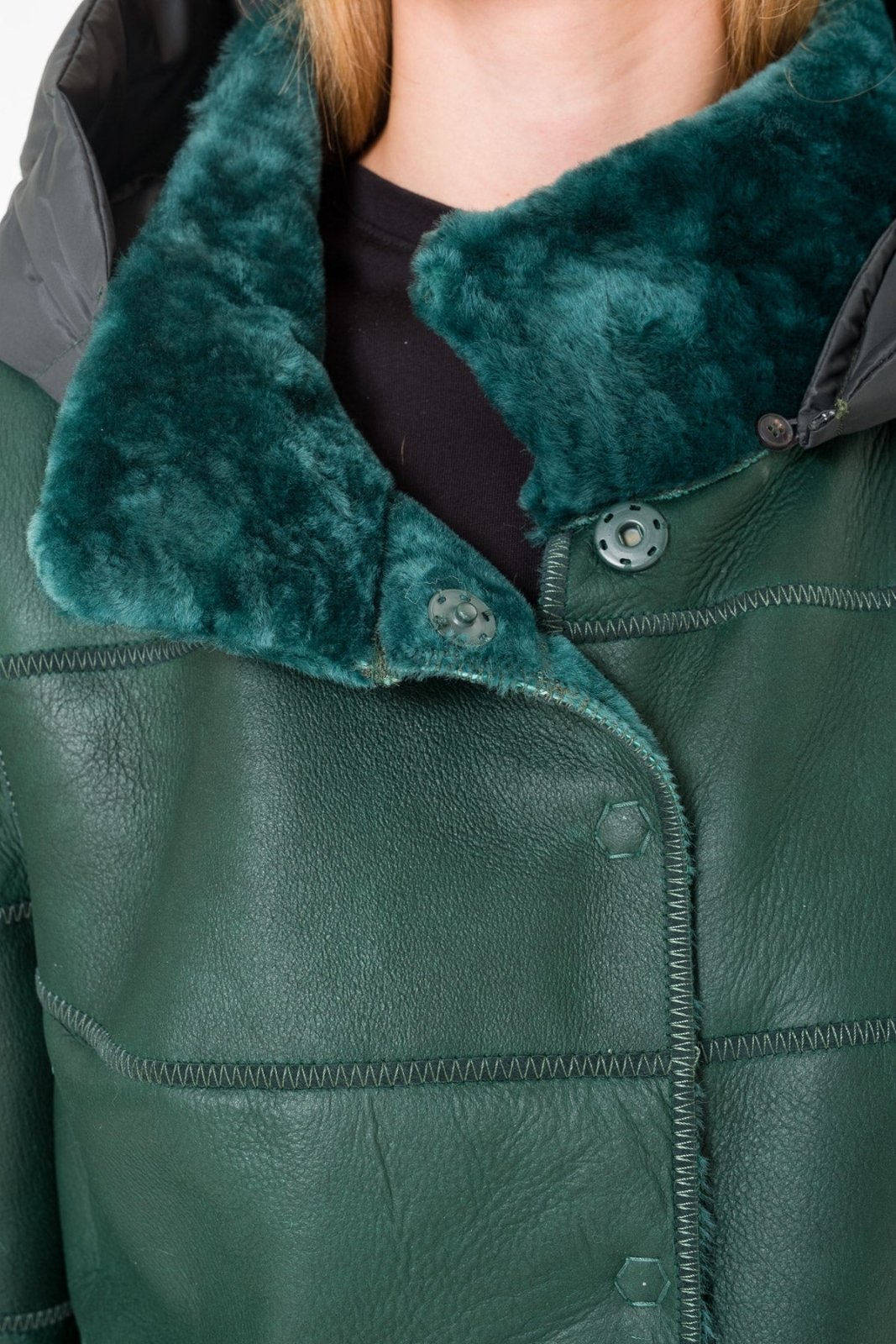 Emerald Green Long Shearling Coat - ADAMO