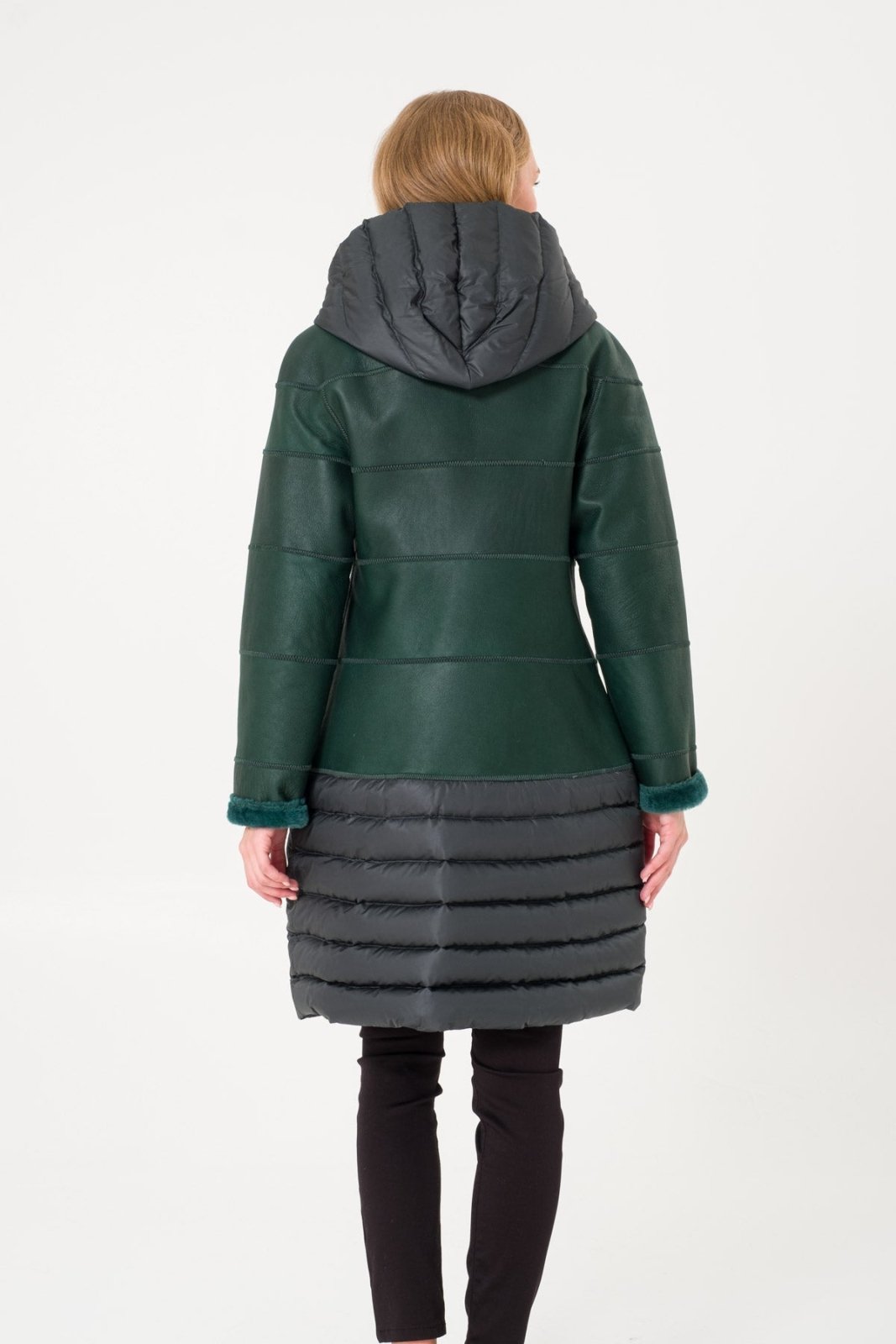 Emerald Green Long Shearling Coat - ADAMO