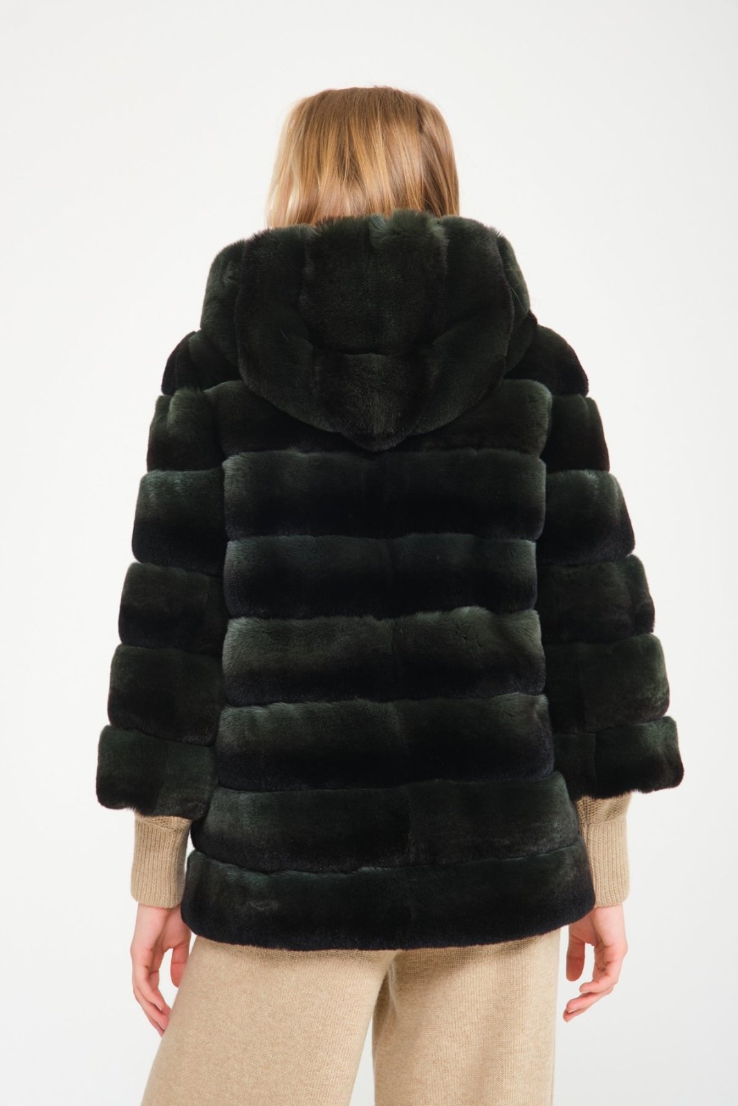 Emerald Green Rex Fur Coat - ADAMO