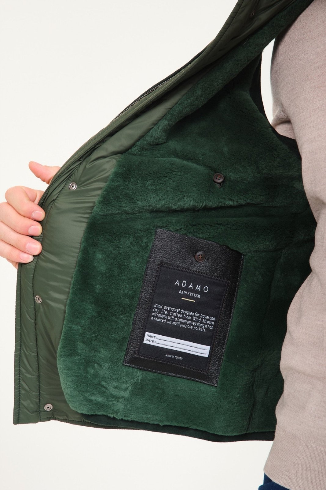 Emerald Green Waterproof & Rex Fur Vest - ADAMO