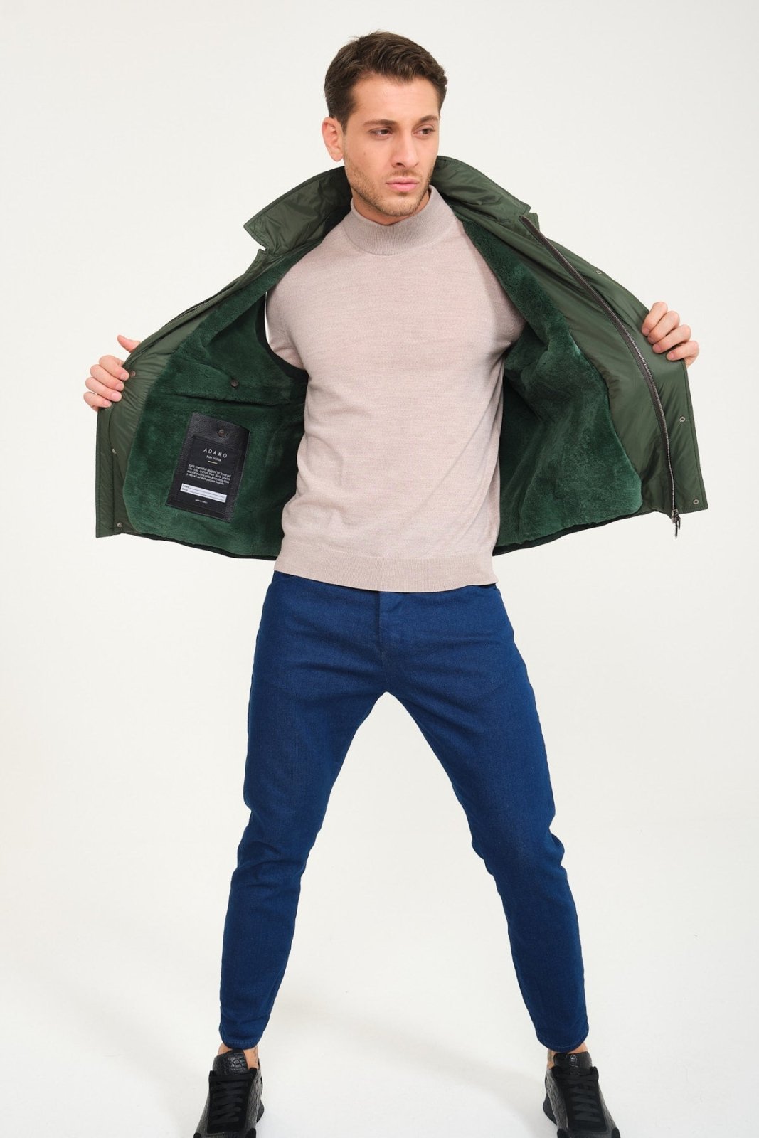 Emerald Green Waterproof & Rex Fur Vest - ADAMO