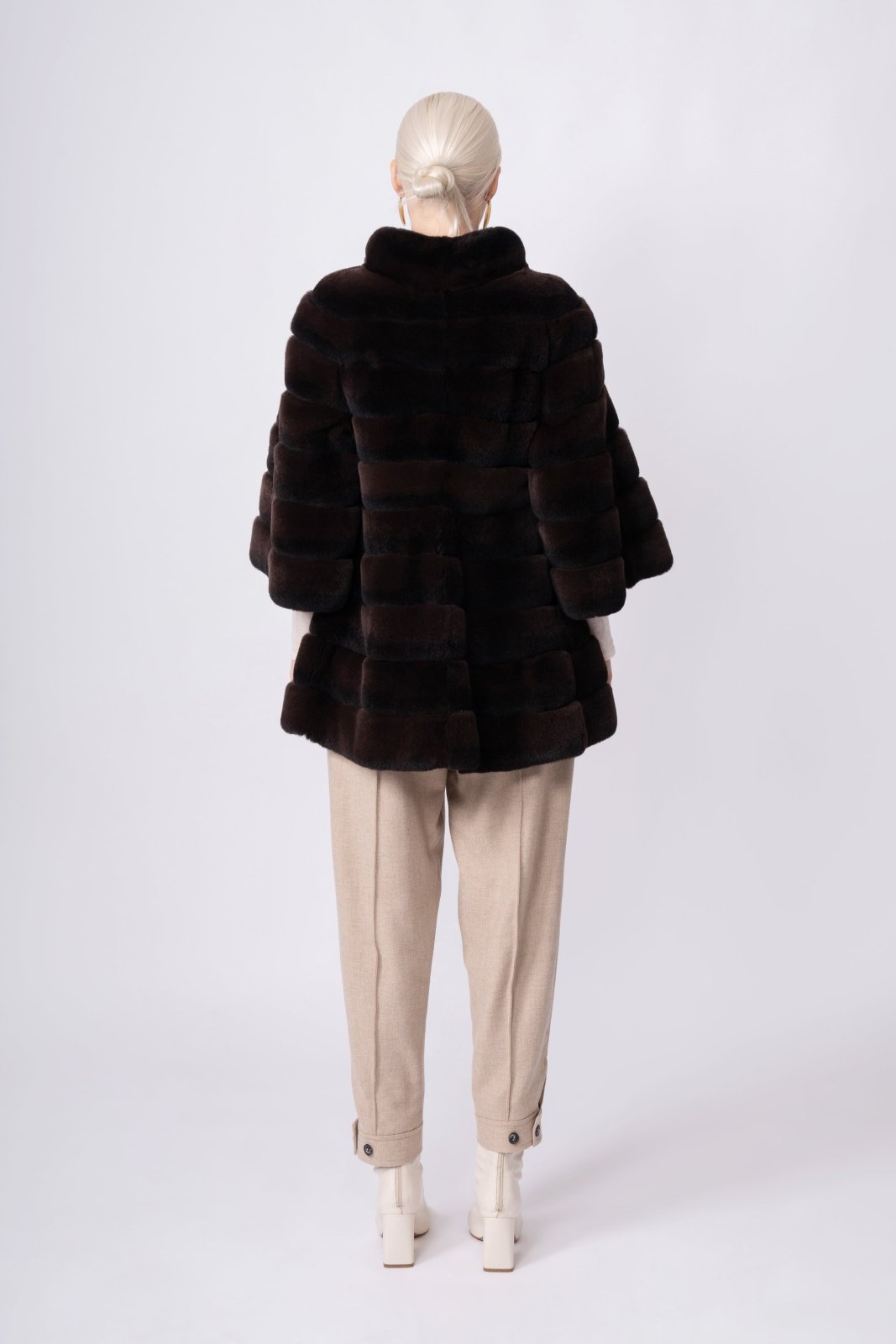 Espresso Brown Rex Fur Jacket - ADAMO