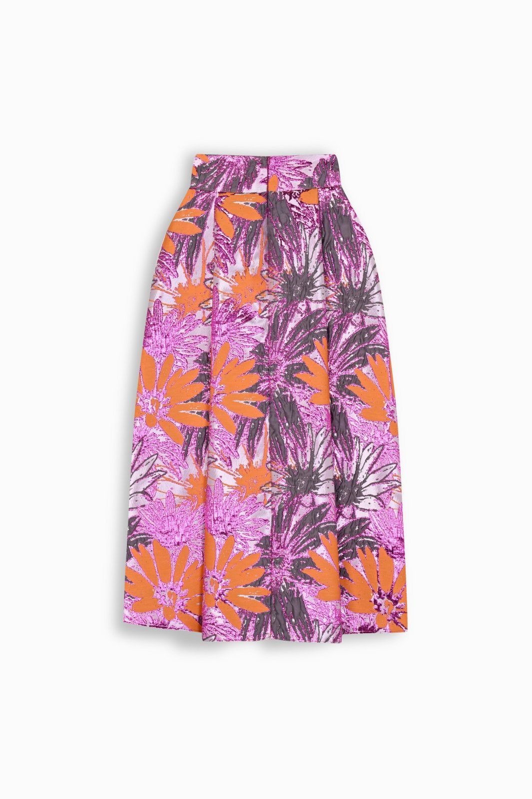 Floral Brocade Pleated Midi Skirt - ADAMO