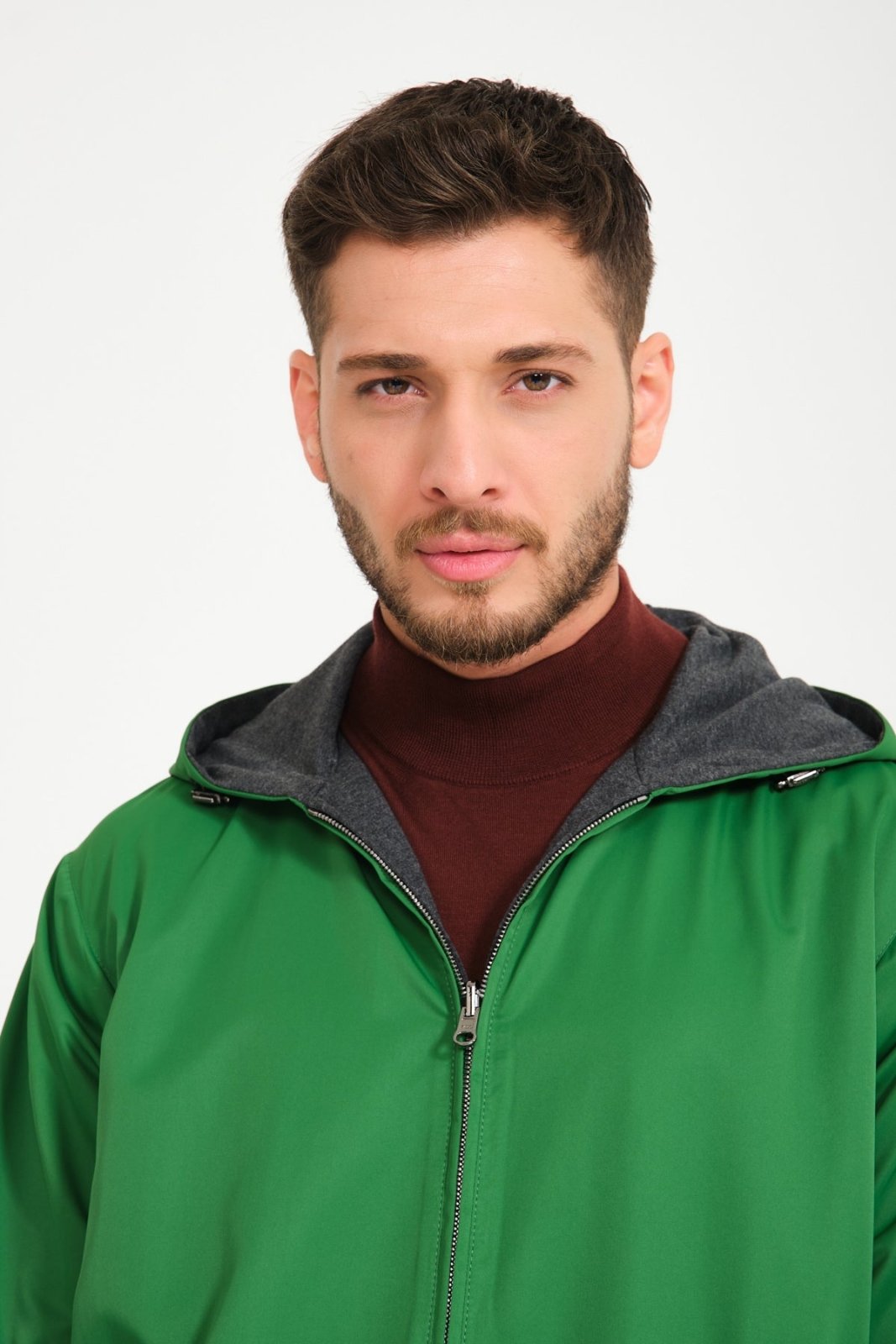 Forest Green / Grey Double Face Waterproof Jacket - ADAMO