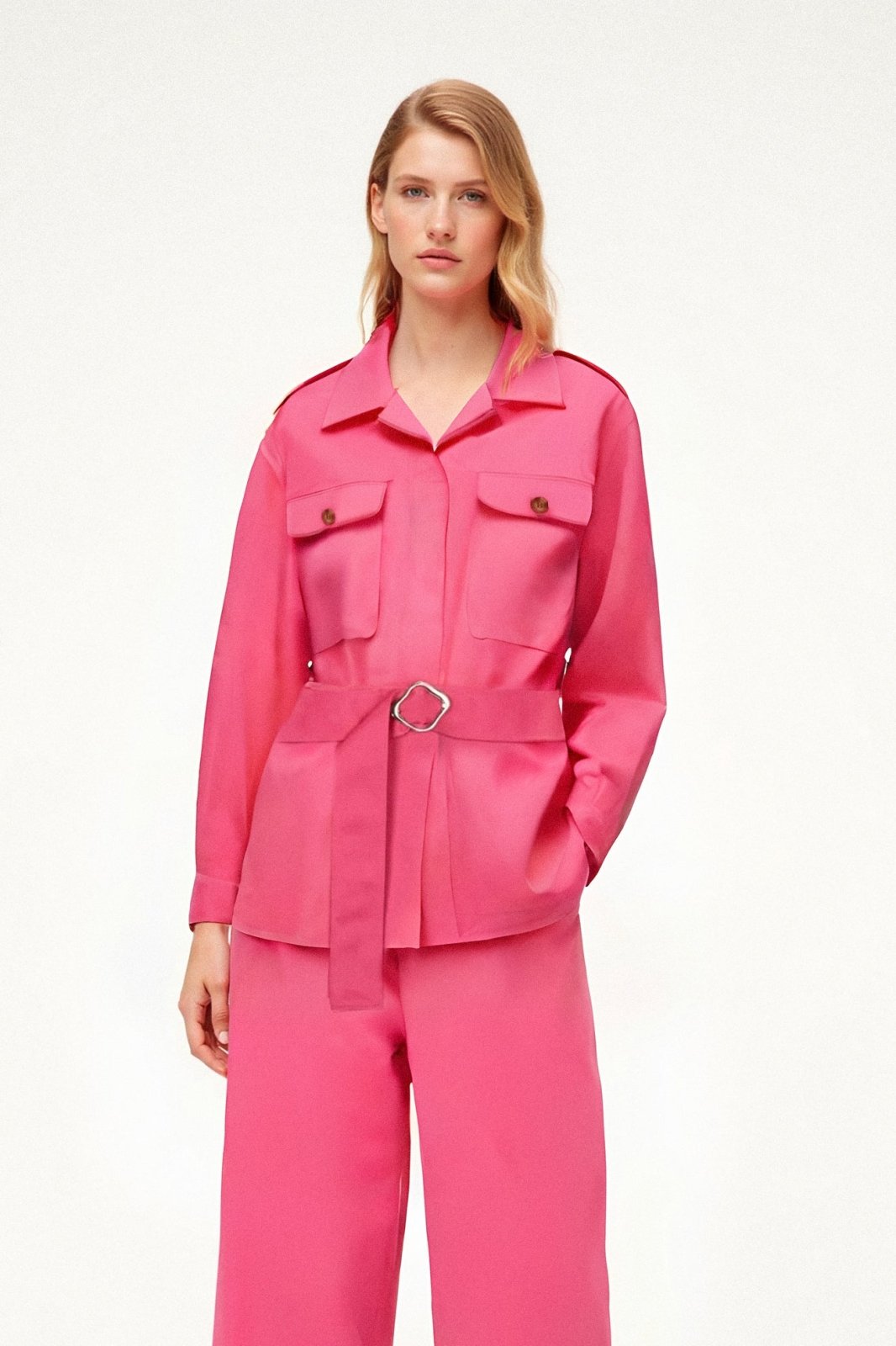 Fuchsia Belted Utility Jacket - ADAMO