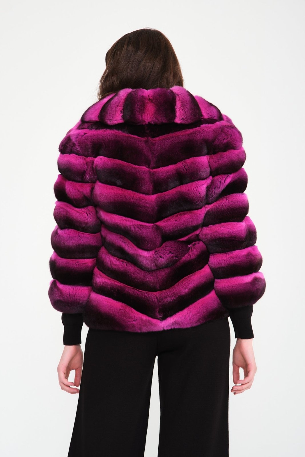 Fuchsia Chinchilla Fur Coat - ADAMO