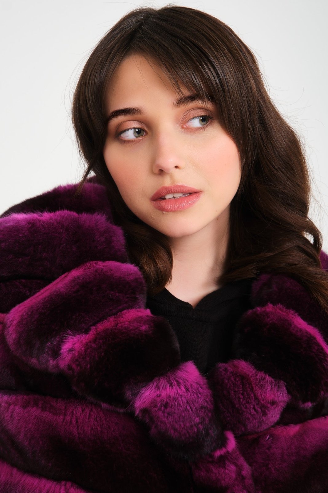 Fuchsia Chinchilla Fur Coat - ADAMO