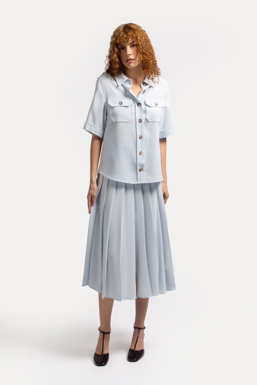 Glacé Pleated Midi Skirt - ADAMO