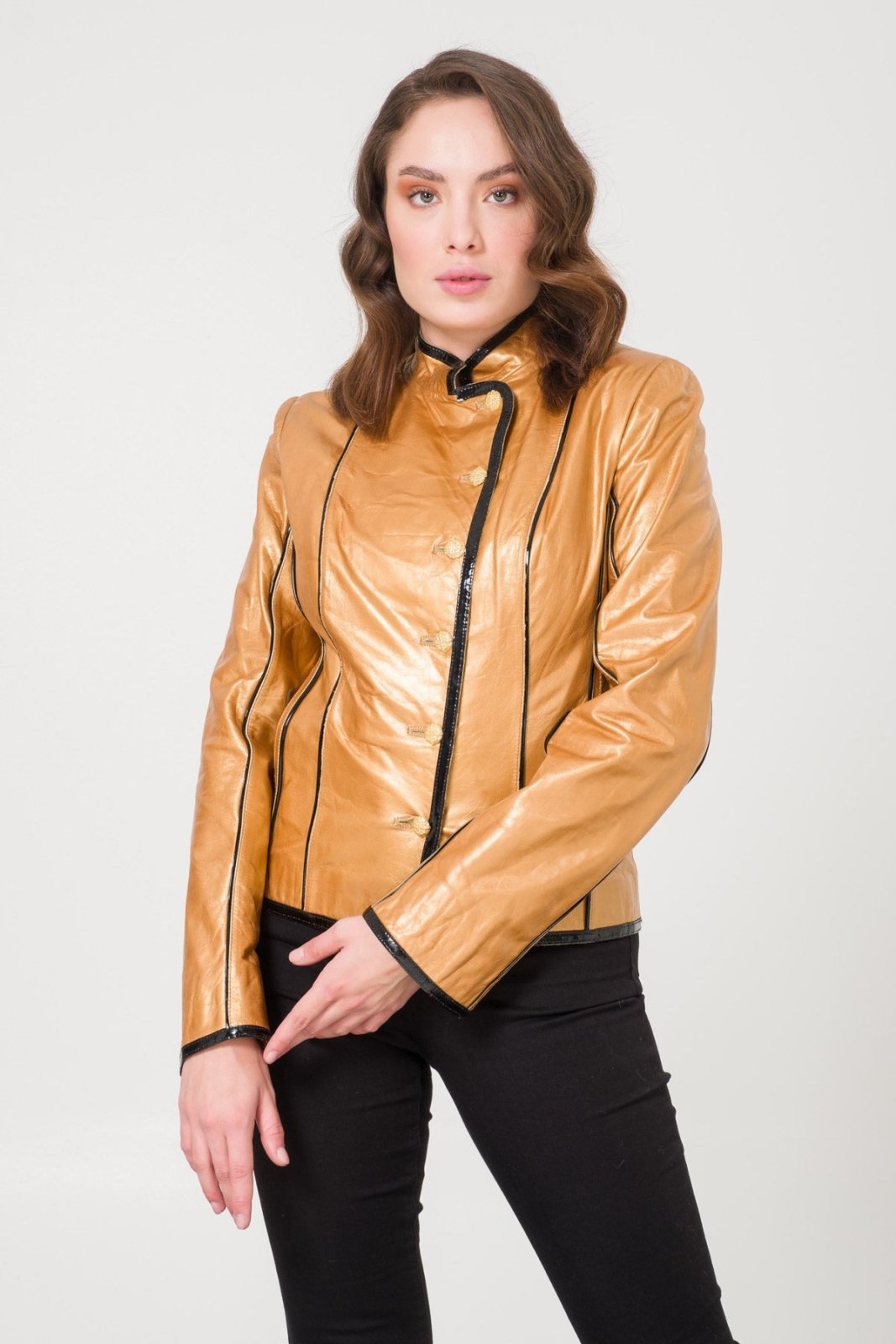 Gold Leather Jacket - ADAMO