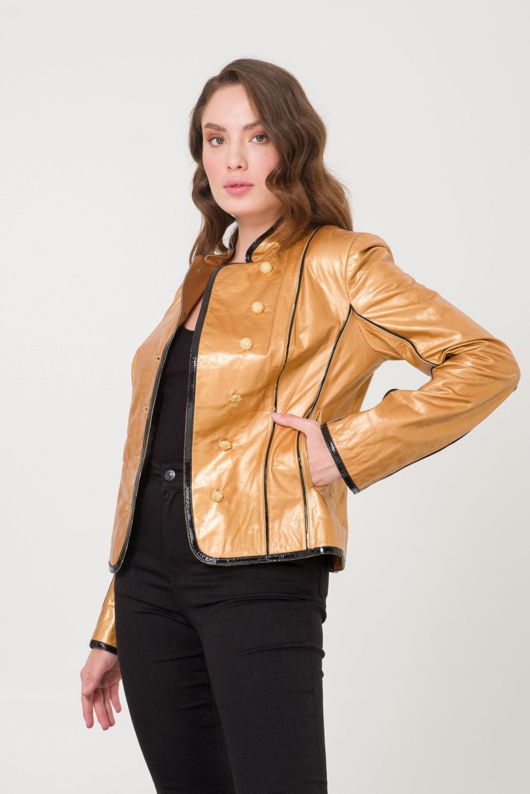 Gold Leather Jacket - ADAMO