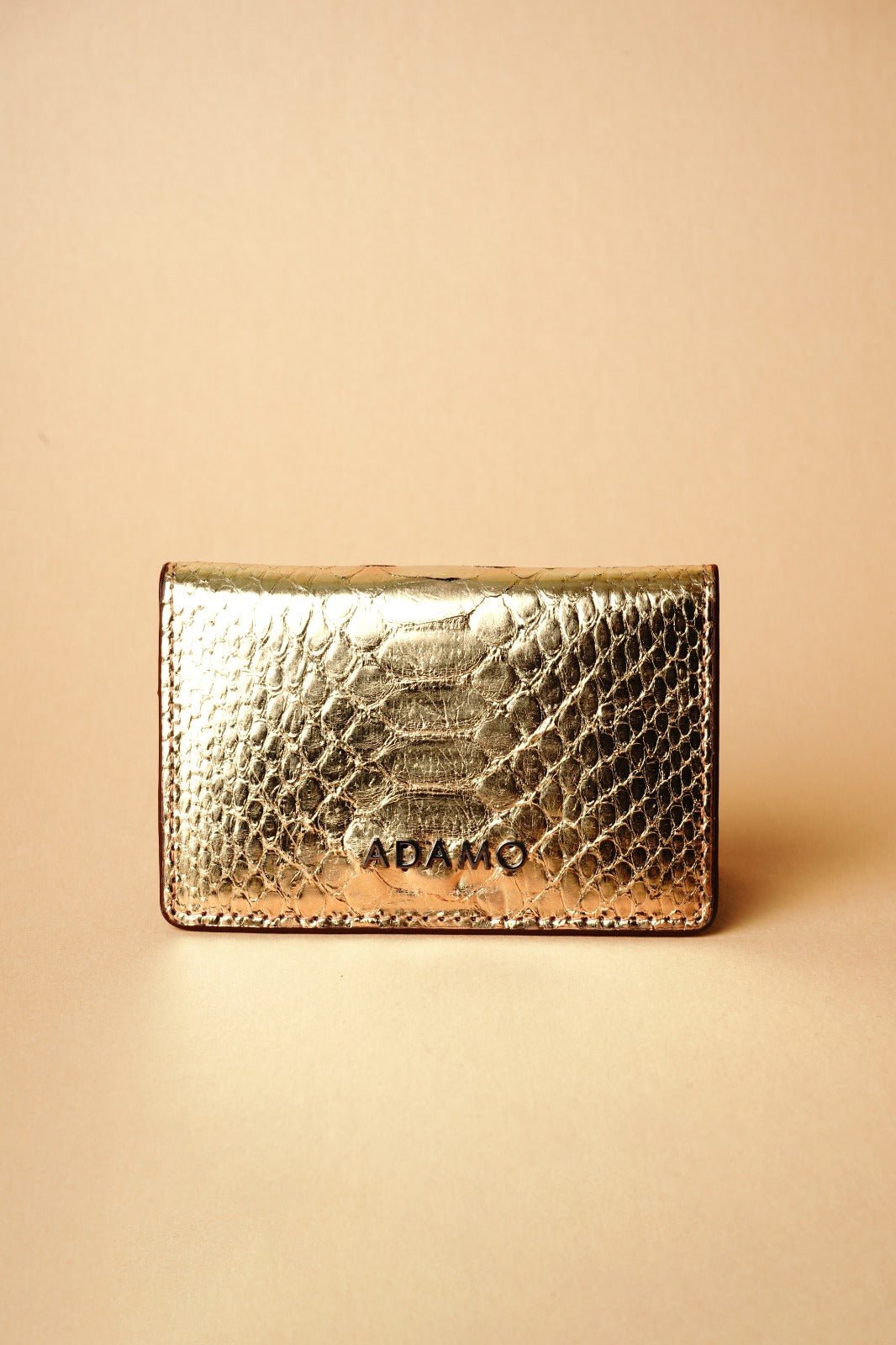 Gold Python Leather Business Card Holder & Wallet - ADAMO