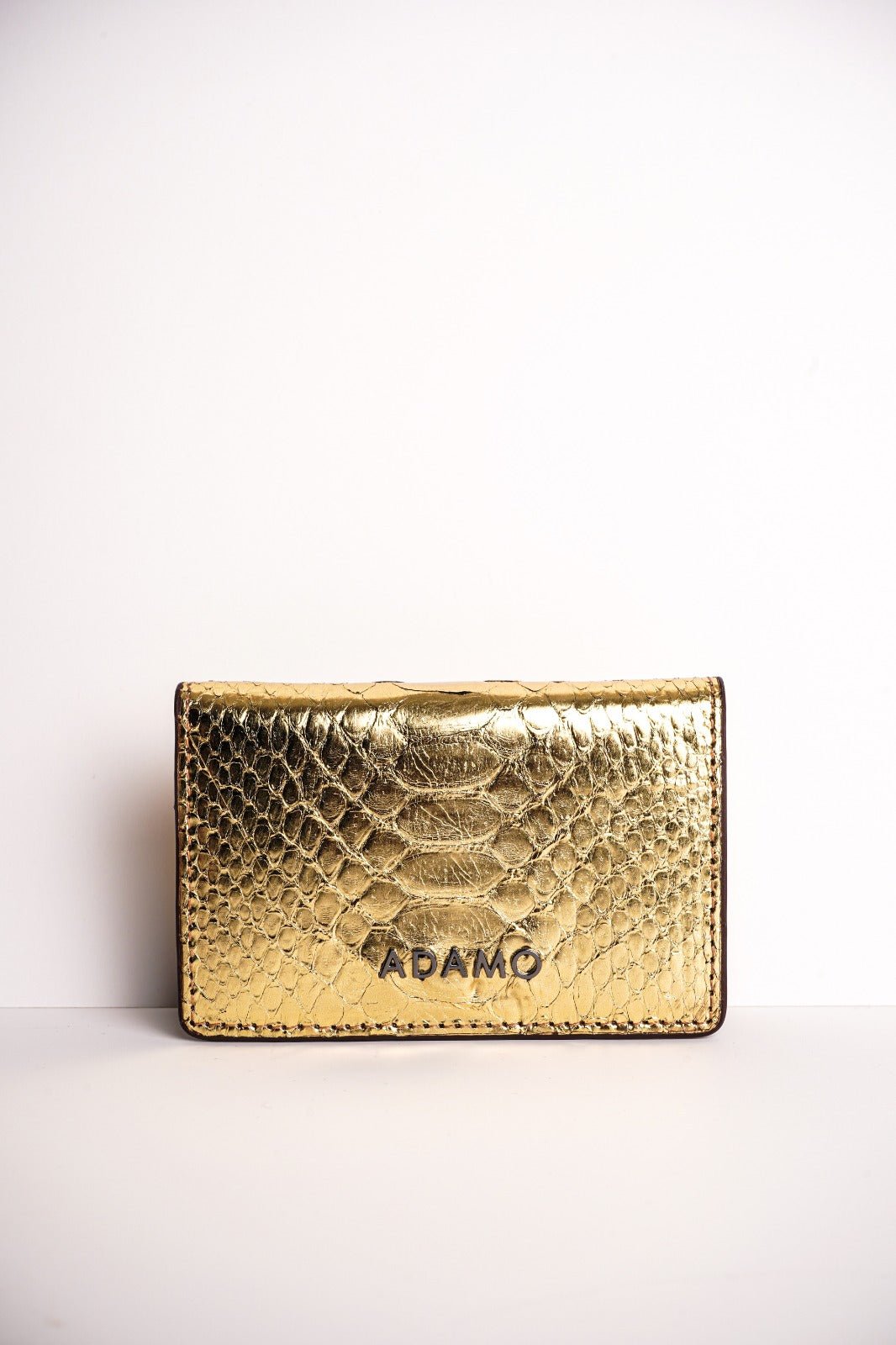 Gold Python Leather Business Card Holder & Wallet - ADAMO