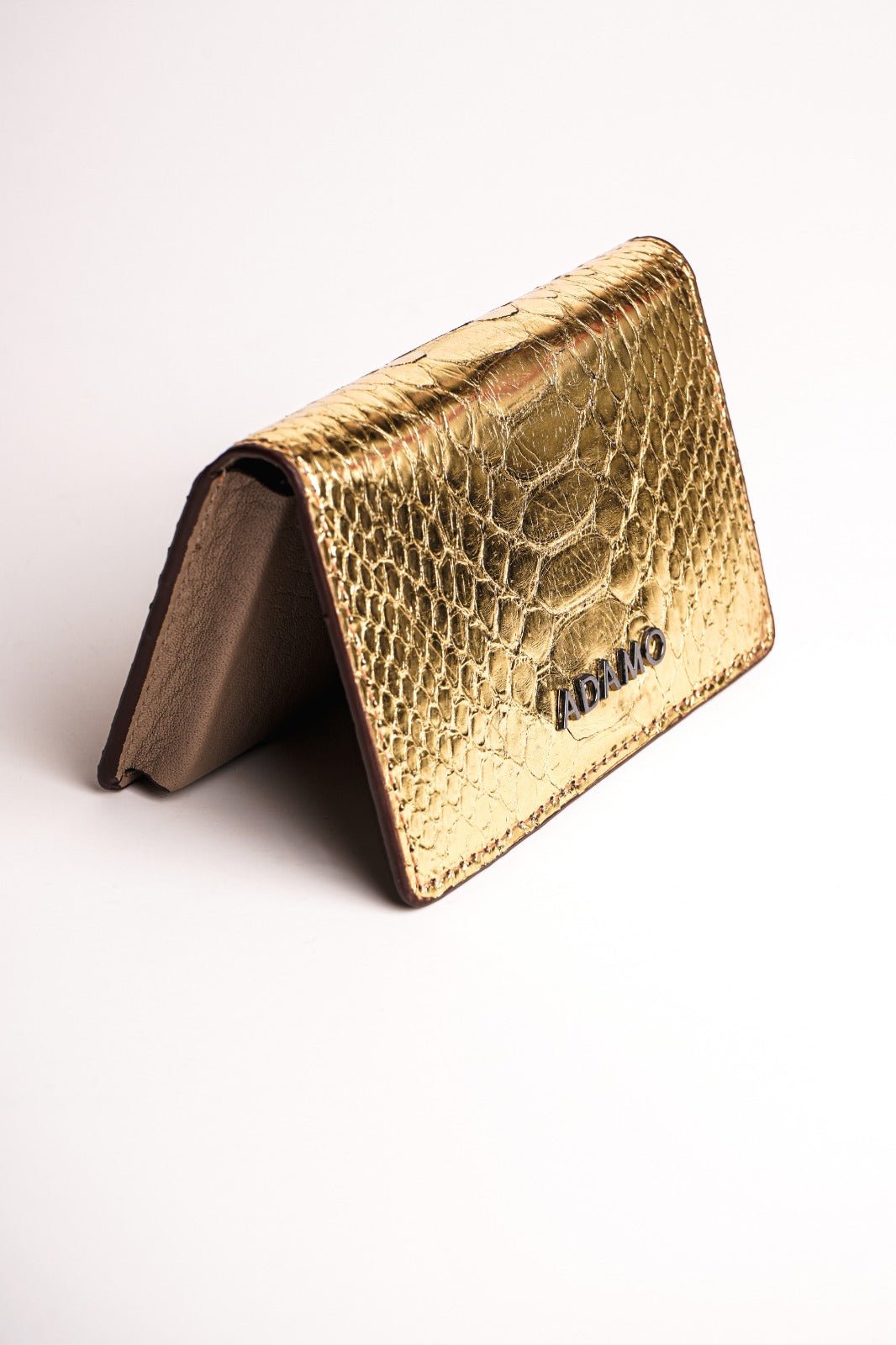 Gold Python Leather Business Card Holder & Wallet - ADAMO